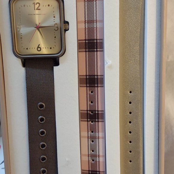 Isaac Mizrahi Live! Watch with set of 3 interchangeable straps - Bronze - nwot - Picture 5 of 7